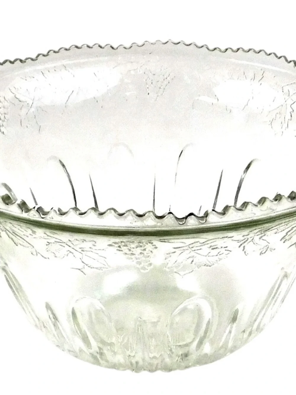Indiana Glass Clear Pressed Glass Bowl with Grape Motif